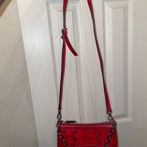 Red mcm hand bag